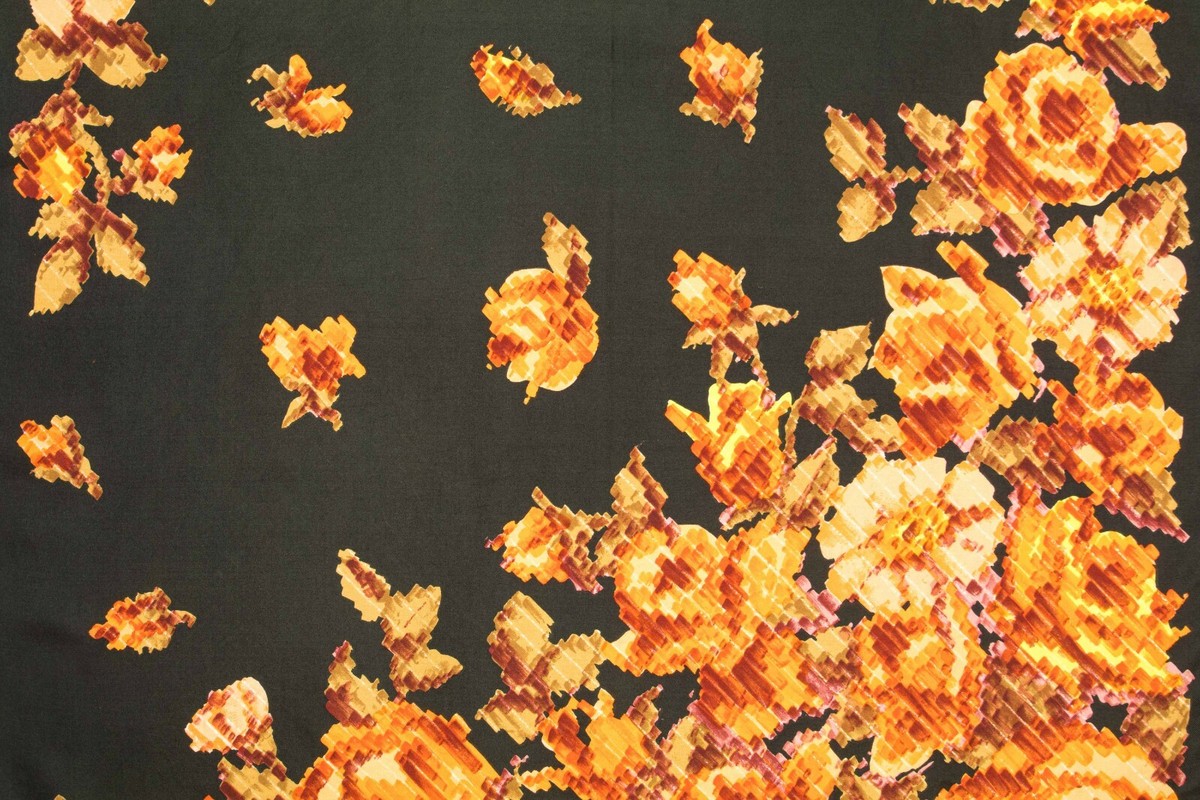 Foulard Vintage Franco Doria En Soie, Ourlé Main, Dimensions 85x88 Cm, Motif Paysage, Très Bon état