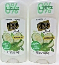 2 x Power Stick Deodorant Cucumber Mint Aluminum Free 2.5oz/70.8g