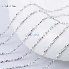 Real 925 Sterling Silver Necklace 1.3mm DIAMOND CUT TRACE Chain Stamped Gift