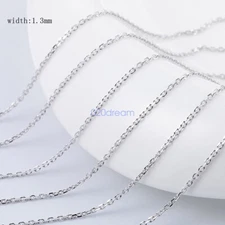 Real 925 Sterling Silver Necklace 1.3mm DIAMOND CUT TRACE Chain Stamped Gift