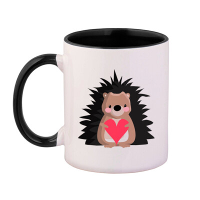 Ceramic Colorful Coffee Mug 11 Ounces Hedgehog Holding A Heart Tea Cup Birthday