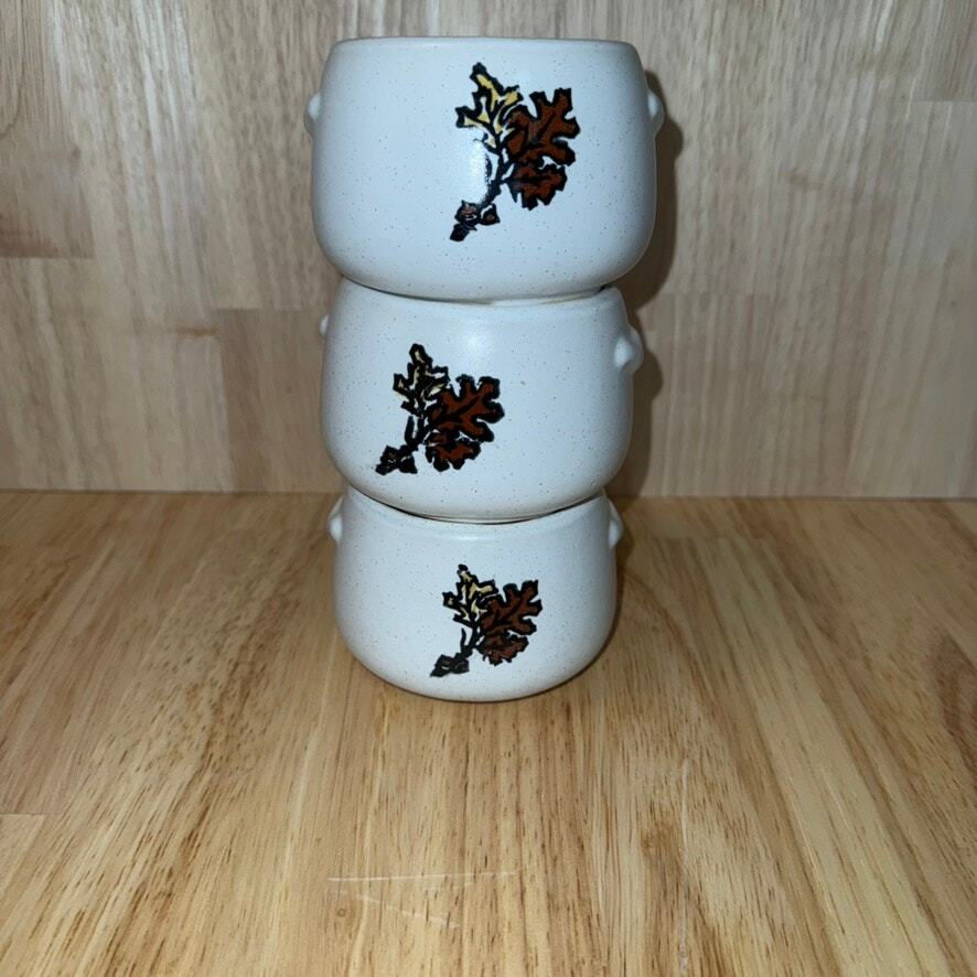 Vintage West End Bean Pots Set of 3 Autumn Leaves No Lids