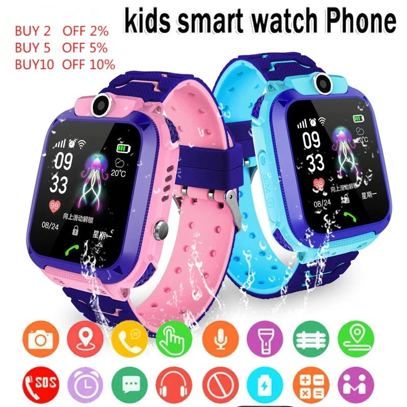 Q19 Montre Intelligente Smartwatch Enfant SOS Téléphone Carte Sim IP67 IOS  Andro