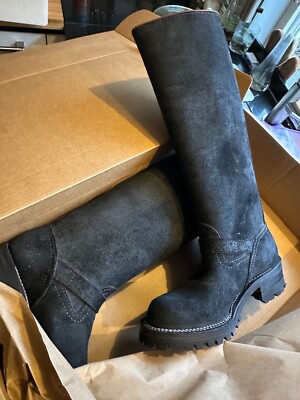 wescoboots engineers boots Wesco black suede leather size US 10 D 18 inch height