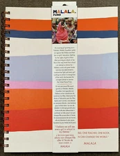 Malala Journal Spiral Notebook 120 Sheets  8.75" x 10.8 Striped Orange Writing