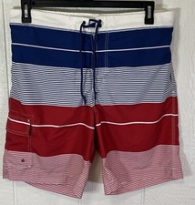 Men s CHAPS Swim Trunks Size LARGE Red/White/Blue NEW hh22