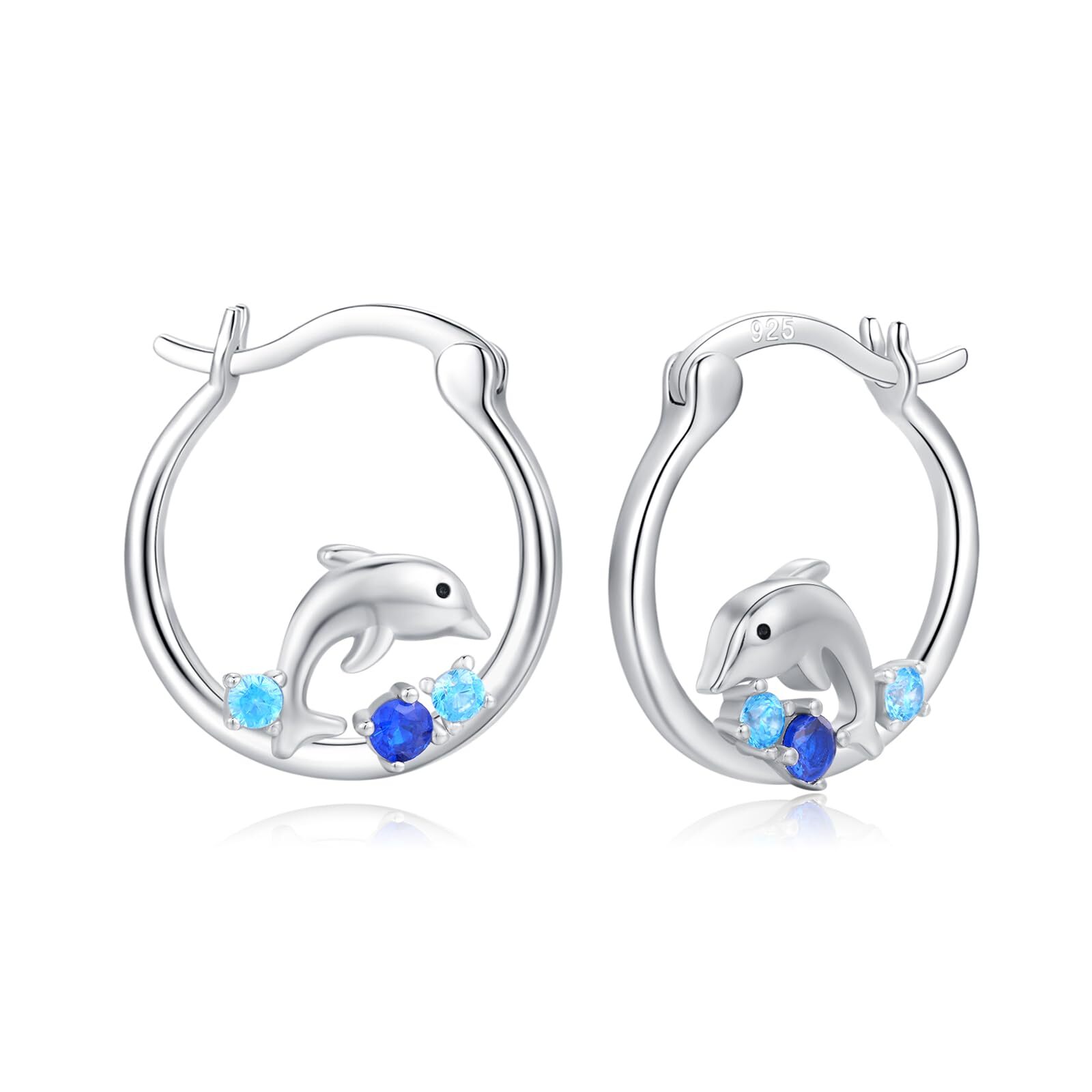 Dolphin Earrings for Women Girls 925 Sterling Silver Dolphin Hoop Earrings Dolph