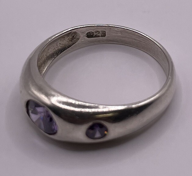 Sterling Silver Amethyst Trio Solid Ring Size 9.25 - image 10