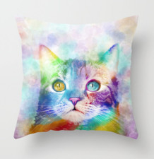 Throw Pillow Case Cushion cover Cat 663 multicolor art L.Dumas