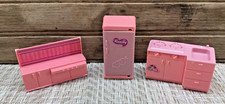 Unbranded Kitchen Playset Refrigerator Stove Sink Cabinet Pink Vintage Lot of 3