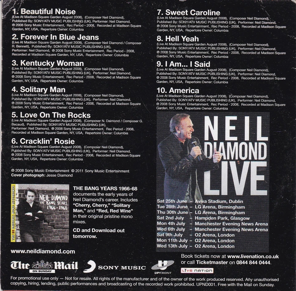 NEIL DIAMOND 10 Great Tracks From Hot August Night/NYC - Bild 2 von 3
