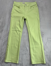 Pilcro Anthropology Jean Women 26 Green The Yaya Mid-Rise Crop Flare Preppy