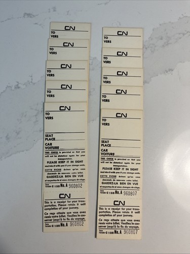 Canadian National Railway Conductors' Seat Check Lot Of 10 CN Rail