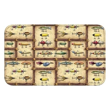 Rivers Edge Products Memory Foam Bath Mat Bathroom Decor 31.5"x20" Antique Lure