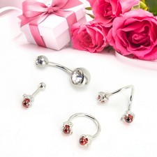 4 Pcs Belly Button Rings Stainless Steel Crystal Inlay Earring Studs Navel Studs