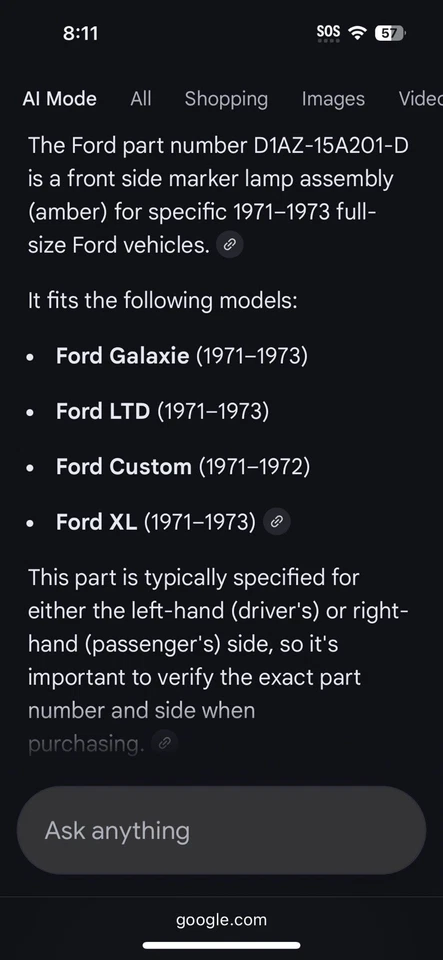 Nuevo conjunto de lámpara OEM FORD D1AZ-15A201-D compatible con 71-73 Galaxie LTD XL 71-72 personalizado Foto 2 de 4