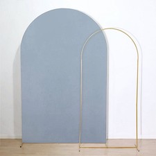 8 ft DUSTY BLUE Matte Fitted Spandex Round Top Arch Backdrop STAND COVER Party