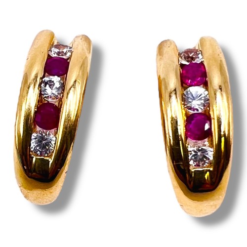 14K Gold Ruby Post Sapphire Woman Earrings 5.8g - 1382 - Picture 2 of 15