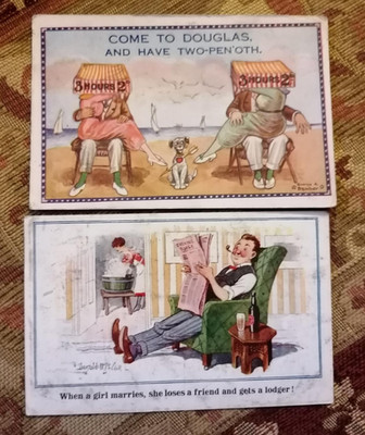 Postkarte Vintage Comic Comr to Douglas I.O.M two - Pen'oth wenn ein Mädchen heiratet