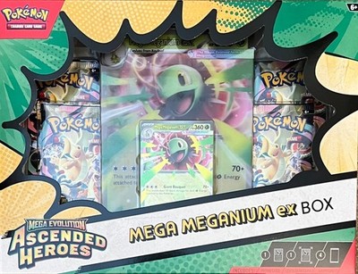 Pokémon TCG Mega Meganium ex Box Ascended Heroes Sealed 4 Packs