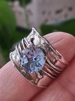 Size 9 ISRAEL RING STERLING SILVER 925 Artisan Noa Zuman Blue Ring