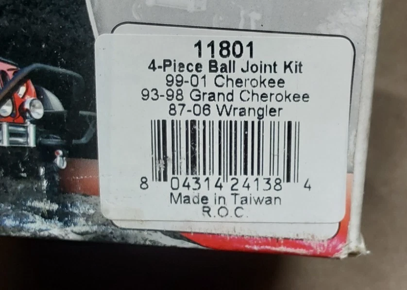 Kit de rótula de suspensión de aleación de EE. UU., 4 piezas; se adapta a Jeep Cherokee/Wrangler 99-01 Foto 3 de 4