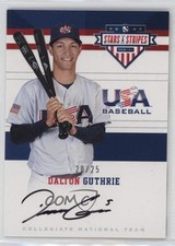 2017 USA Baseball Stars & Stripes Black Ink 20/25 Dalton Guthrie #8 Auto 0i76