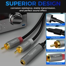 6.35Mm to 2RCA Audio Adapter 12 Pack 1/4 Inch TRS Male to Stereo Dual RCA Female
