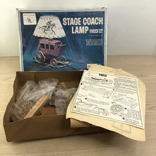 Craft Master Stage Coach Lamp Wooden Kit Vintage 1971 Original Open Box #50302