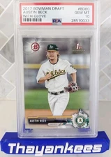 Austin Beck 2017 Bowman Draft Prospects with Glove PSA 10 1st Rookie