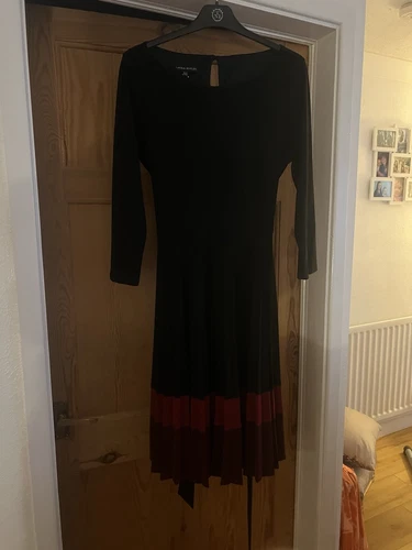 Ladies Laura Ashley Black Mix Fit & Flare Dress Size 14
