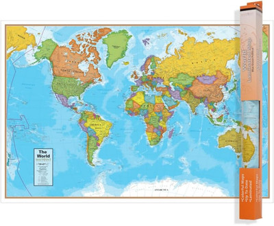 Blue Ocean Series World Wall Map, Laminated World Map Poster, Educational Wall A