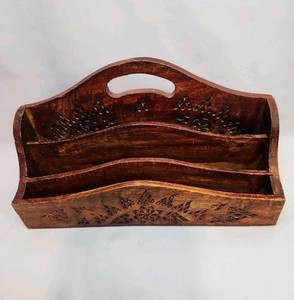 Handmade From India Vtg Retro Letter Holder 3 Slots