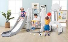 7 In 1 Kids Slide and Swing Playset Multi-Function Toddler Slide Indoor Outdoor