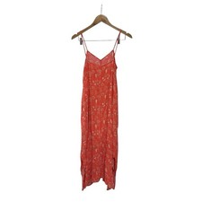 Gap Orange Floral V Neck Spaghetti Strap Handkerchief Dress Rayon S