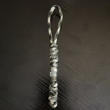 Black White Gray Paracord Keychain/Lanyard Lightweight with Beads