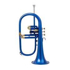 Blue Brass Bb Flugelhorn 3 Valves, Smooth Action, Jazz Band Instrument With Case