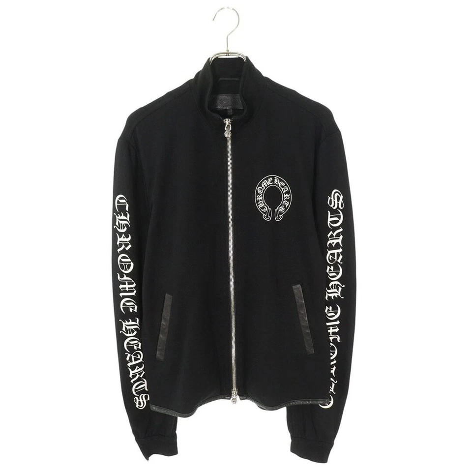 Chrome Hearts Track Jacket Leather Switched Cashmere Blend Dagger Zip Used b2026 - Image 2 of 4