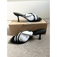 Joanna Hope Black Heeled Sandals Wide Fit Size 5 Diamanté Strappy – New in Box