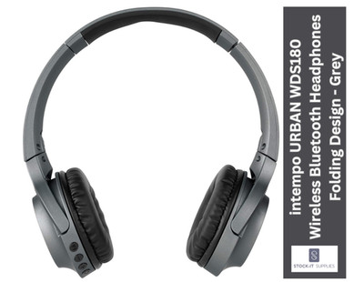 Intempo Urban Wireless Bluetooth Faltbare Kopfhörer Mikrofon Grau - NEU