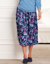 NEW Blue Floral Plus Sz 2X Petite Casual or Dress Elastic Waist Skirt Pockets