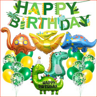 Dino Geburtstag Deko Set XXL Folienballons Happy Birthday Girlande Luftballons