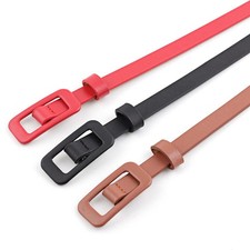Solid Color Belt Decoration Women's Fashion Square Buckle Belt Needle-Free Thin