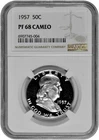 1957 50C Proof Silver Franklin Half Dollar NGC Graded PF 68 Cameo