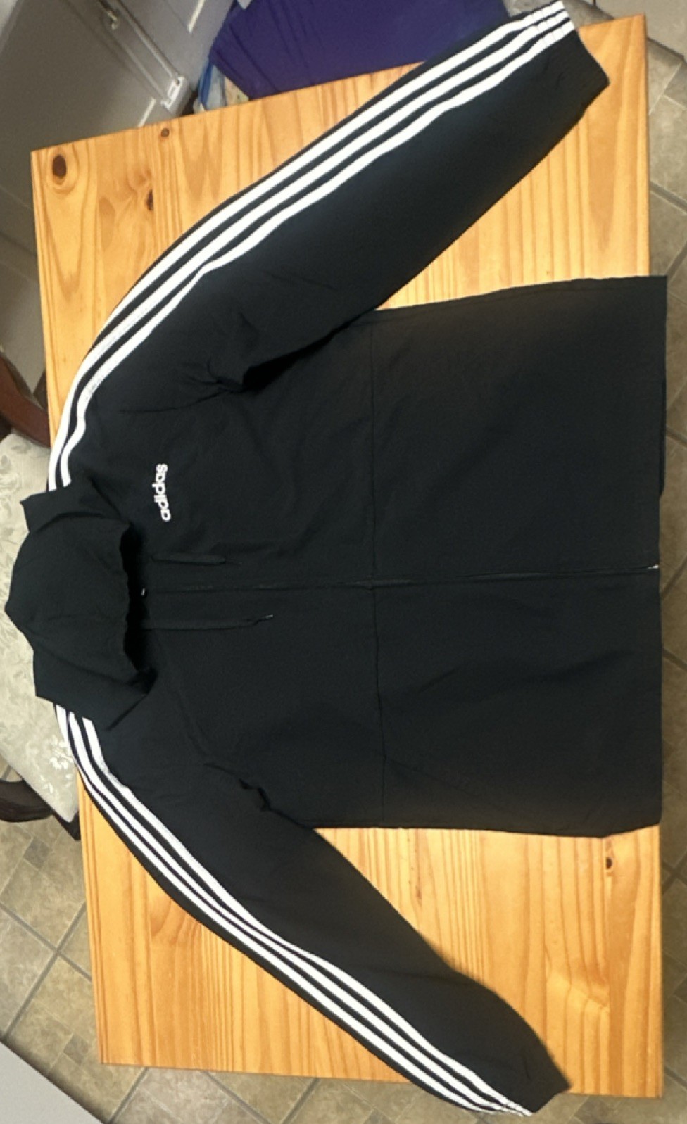 adidas Men's Track Jacket Black/White Medium Full Zip Pockets Stand-Up Collar