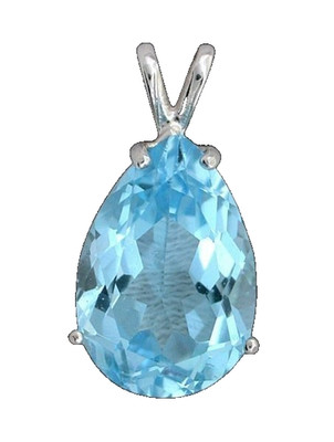 9.85 Carat Pear Sky Blue Topaz Gem Sterling 20 Inch Box Chain Necklace EBS9221