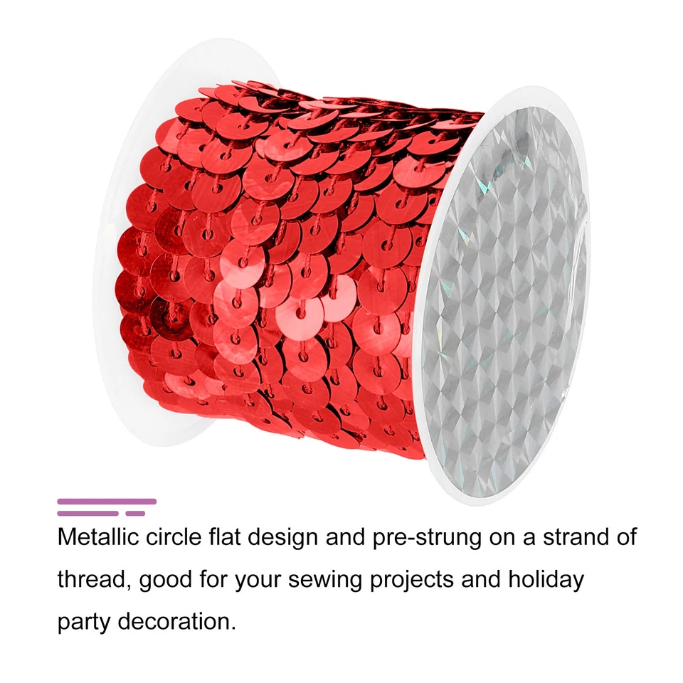 8 Colores 40Yds Tira de Lentejuelas Planas 6mm Lentejuelas Lentejuelas Cuerda Rollo Foto 3 de 4