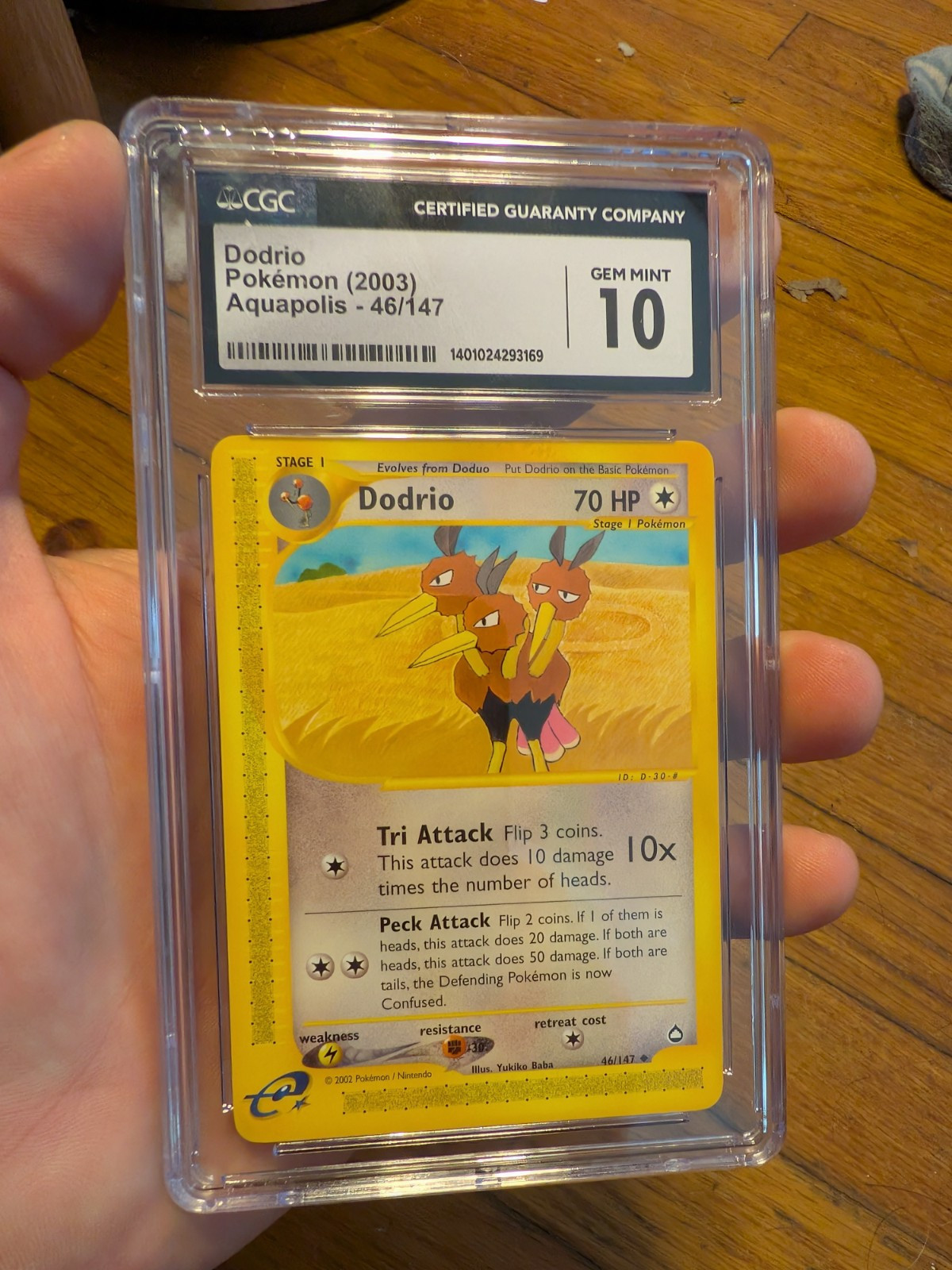 (TOP POP 14) CGC 10 GEM MINT Dodrio 46/147 Aquapolis Pokemon 2003 Card