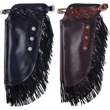 Leather Pull-Up Fashion Chinks with Floral Yoke Set For Riding.
