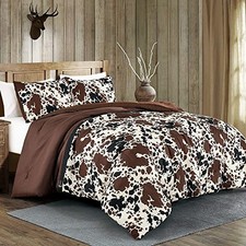 Cow Print Comforter Set - Western Farmhouse Bedding Queen Size